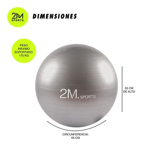 Pelota Esferodinamia 65 Cm Fitness Pilates Yoga Inflador 2M SPORTS