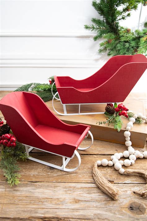 Wooden Santa Sleigh - Set of 2 - Decorator's Warehouse