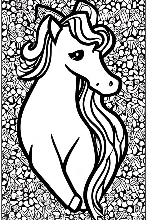 Hermosa y elegante página para colorear de unicornios en blanco y negro