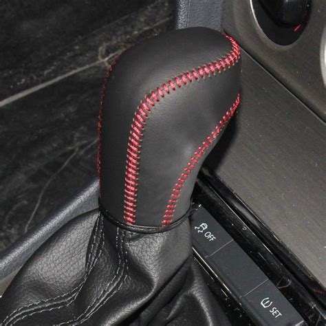 Loncky Black Genuine Leather Custom Car Gear Shift Knob Cover For