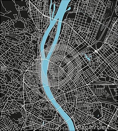 Black And White Vector City Map Of Budapest Cartoondealer