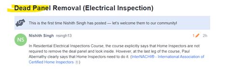 Dead Panel Removal (Electrical Inspection) - InterNACHI®️ Forum