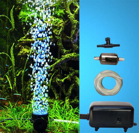 Aquarium Deko LED SPRUDLER SET BLAU Luftpumpe Zubehör Luftstein eBay