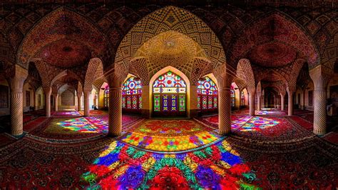 HD wallpaper: arch, Nasir al-Mulk Mosque, architecture, Iran, colorful, Islamic architecture ...