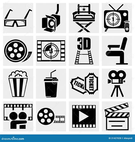 Movie Vector Icon Set On Gray Royalty Free Stock Photos - Image: 31427028