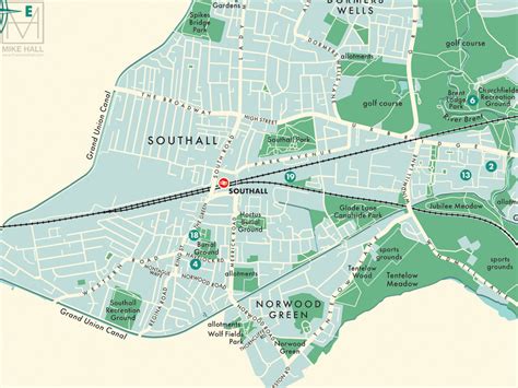 Ealing (London borough) retro map giclee print – Mike Hall Maps ...