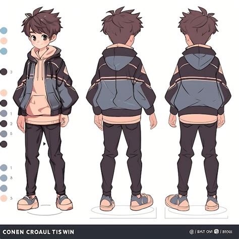 Premium Ai Image Trendy Anime Boy Character Turnaround Concept Art ...