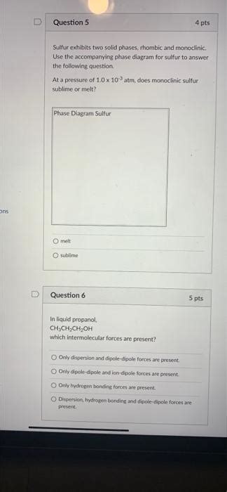 Solved Question 5 4 Pts Sulfur Exhibits Two Solid Phases Chegg