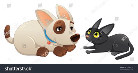 Lovely Cat And Dog. Cartoon And Vector Isolated Characters. - 55645159 ...