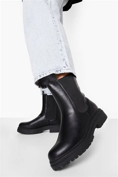 Wide Fit Chunky Chelsea Boots Boohoo Uk