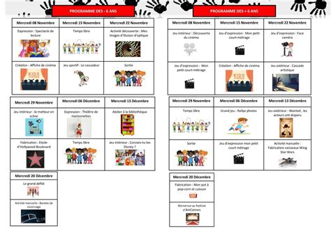 Périscolaire le programme des prochains mercredis de novembre et