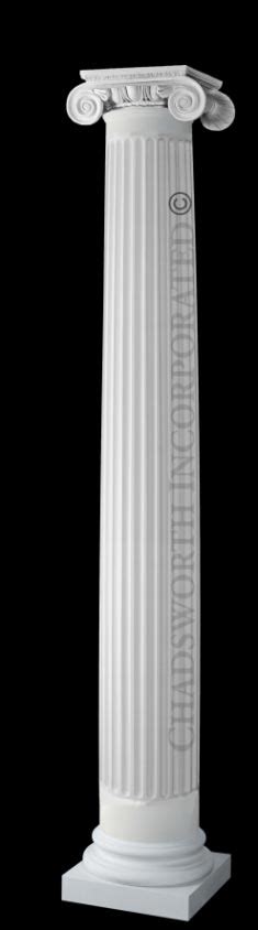 Classic Stone Column - Fluted, Round Roman Ionic Column with Attic Base ...