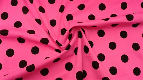 Pink And Black Polka Dot Nylon Spandex Fabric By The Yard