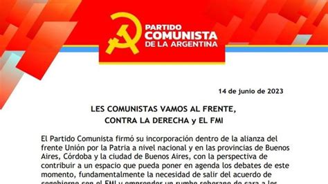 El Partido Comunista Se Incorporó A Unión Por La Patria