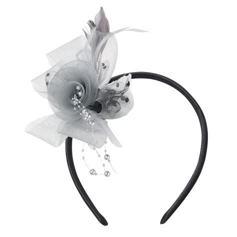 Mifelio Tea Party Fascinator With Mesh And Feathers Fiber Headband