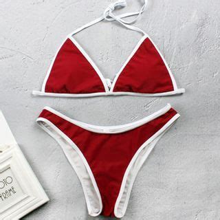 Salanghae Contrast Trim Bikini YesStyle