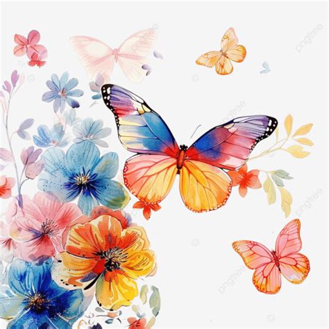 Papel Pintado Colorido De Mariposas Y Flores PNG Dibujos Mariposa