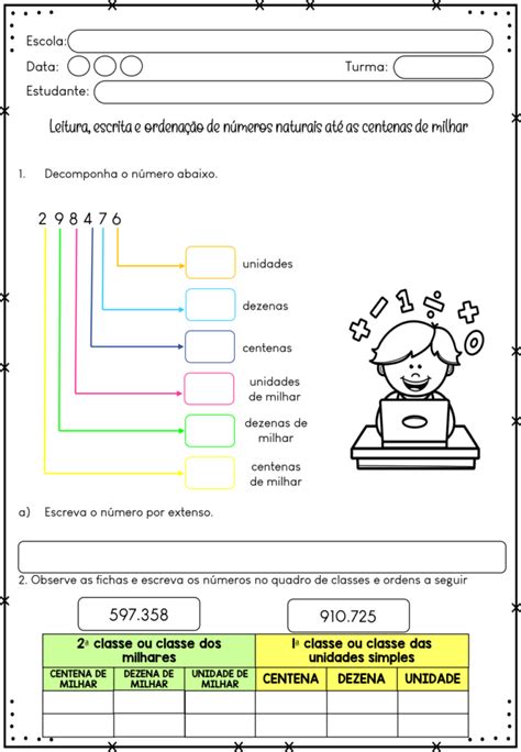 Ma Atividades Leitura Escrita E Ordena O De N Meros Naturais At As