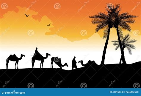 Silhouette Of Camels Vector Illustration | CartoonDealer.com #41096074