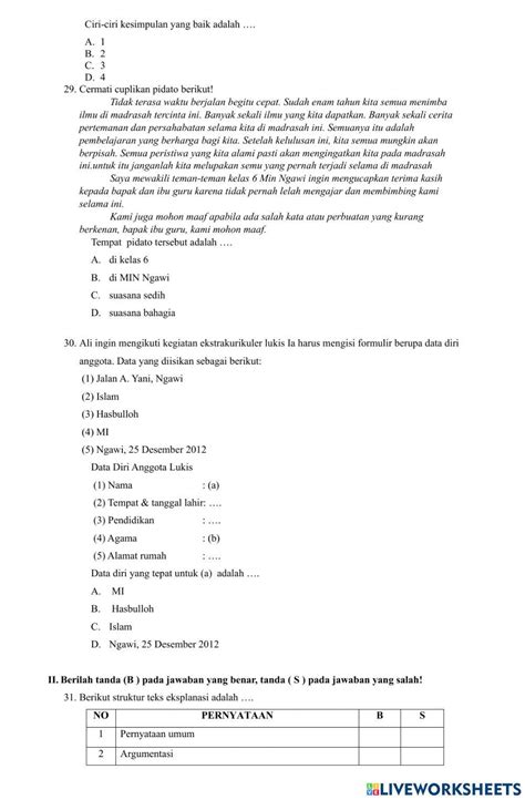 exercise soal bahasa indonesia  worksheets
