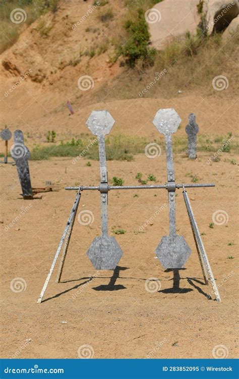 Targets at a Shooting Range Set Up in a Desolate Outdoor Area ...