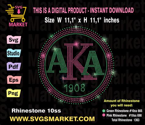 Aka 1908 Sorority Rhinestone Svg Aka 1908 Logo Tranfer Template Bling