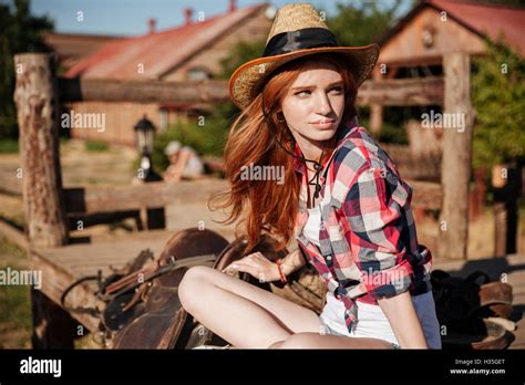 Beautiful Red Haired Woman Country