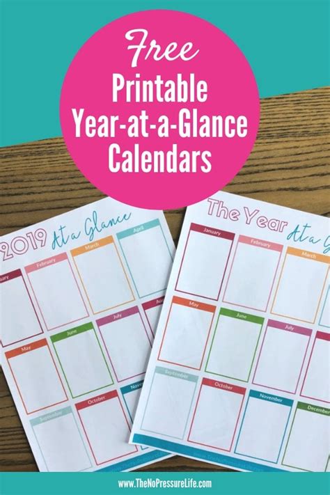 Printable Calendar Year At A Glance