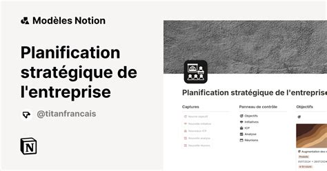 Planification stratégique de l entreprise Modèle créé par Titan