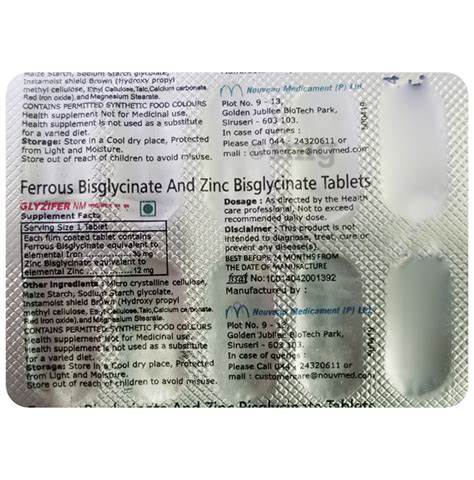 Glyzifer Nm Tablet Buy Strip Of 100 Tablets At Best Price In India 1mg