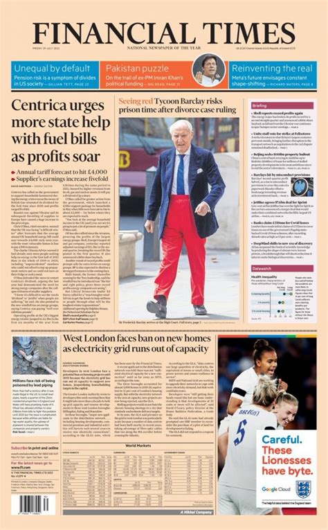 Financial Times Front Page Th Of July Tomorrow S Papers Today