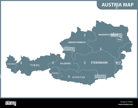 La Mappa Dettagliata Dellaustria Con Le Regioni Immagine E Vettoriale