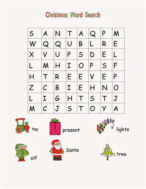 5 Christmas Word Search For Kids- Easy