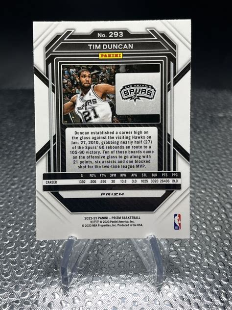 2022 23 Panini Prizm Basketball Tim Duncan Silver Prizm 293 Spurs EBay