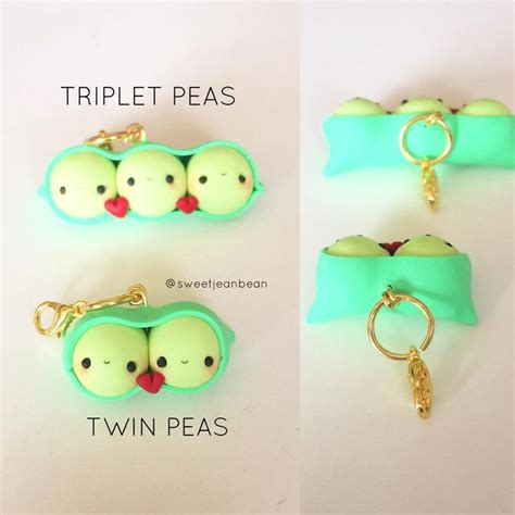 #kawaii #charms #polymer #clay #peas | Polymer clay jewelry diy ...