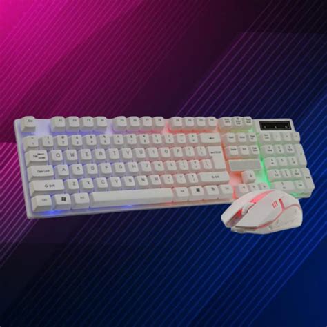 Kit Teclado Mouse Semi Mec Nico Gamer Led Rgb Branco M Monkey