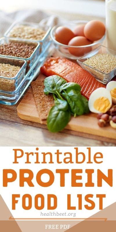 Food Protein Chart Grams Printable