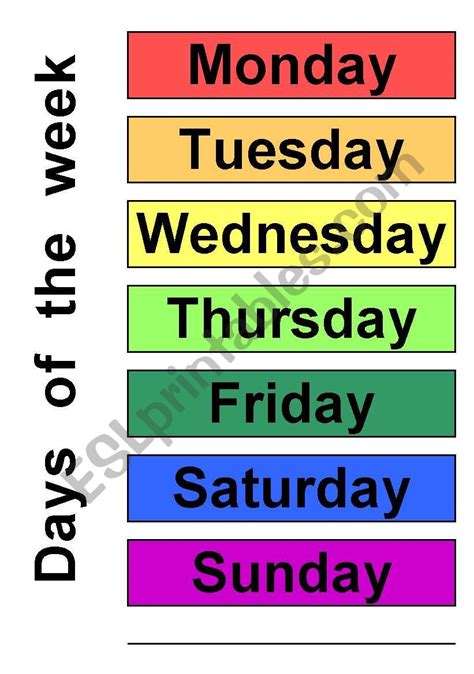 Days Of The Week ESL Worksheet By Ezekieljames