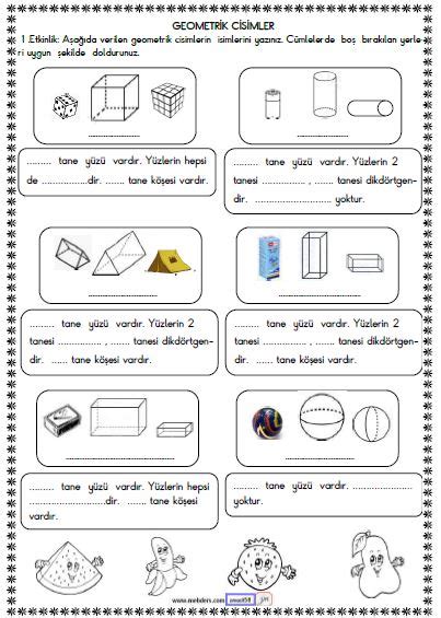 2 Sınıf Matematik Geometrik Cisimler Etkinliği 3 Meb Ders