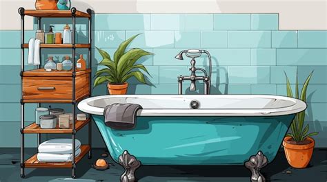 Premium Vector Bathroom Drawing Flat Style Vector