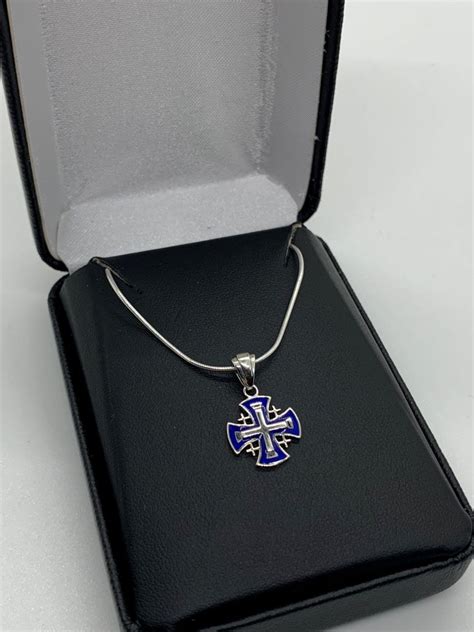 Jerusalem Cross Necklace, Blue – HebrewRootsMarket