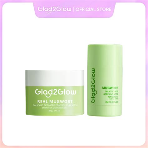 Jual 2pcs Glad2Glow Real Mugwort Clay Mask Clay Stick Salicylic Acid