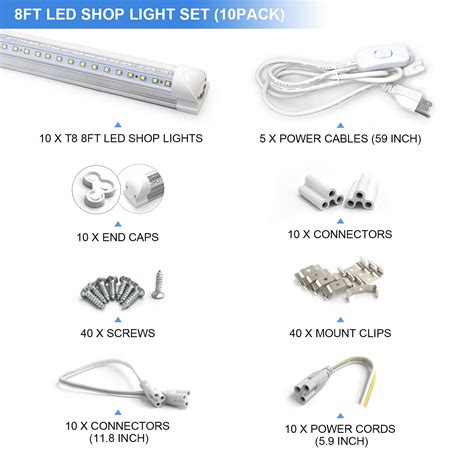 Pack Ft Led Shop Light Fixture W T Integrated Led Tube Light