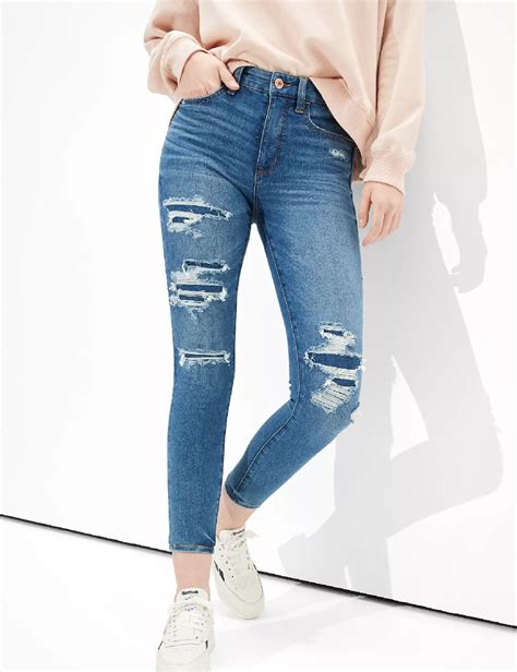 Blugi casual American Eagle cu capse și fermoar albastru pl420140