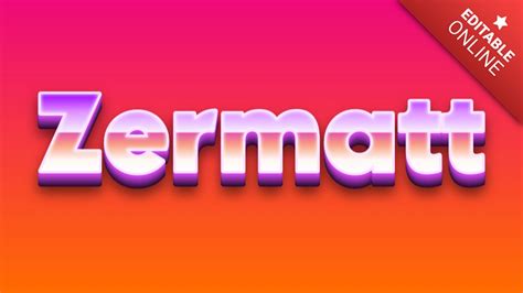 Zermatt Synthwave Retro Text Effect Generator