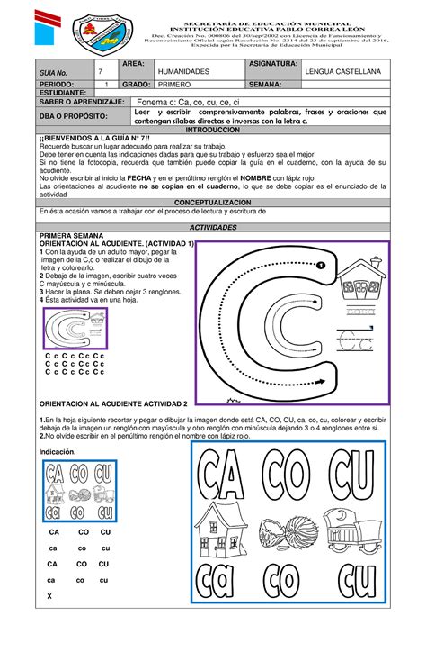 Guia Espa Ol Guia De Empresa Comunicaci N Escrita De Primer Grado