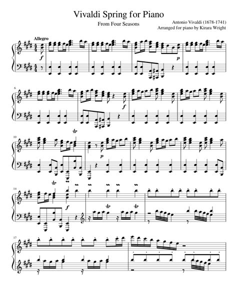 Vivaldi Spring for Piano Sheet music for Piano (Solo) | Musescore.com