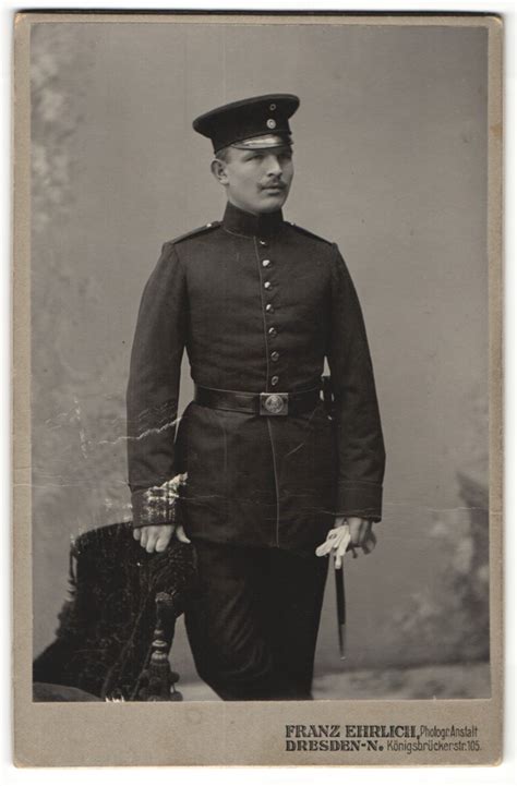 Fotografie Franz Ehrlich Dresden Portrait Soldat In Uniform Mit