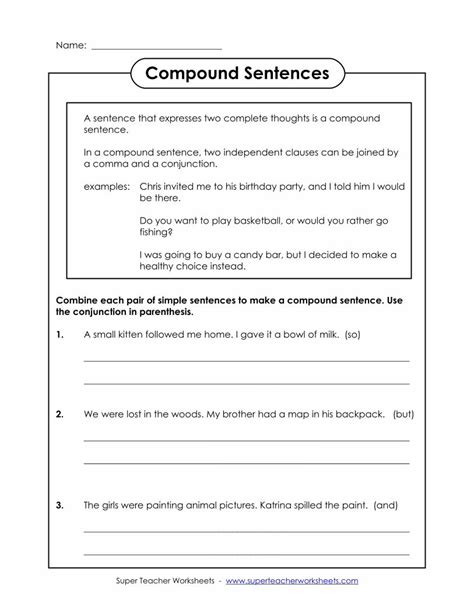 Pdf Compound Sentences Super Teacher Worksheets · Pdf Fileanswer