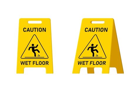 Premium Vector Wet Floor Caution Sign Isolated On White Background